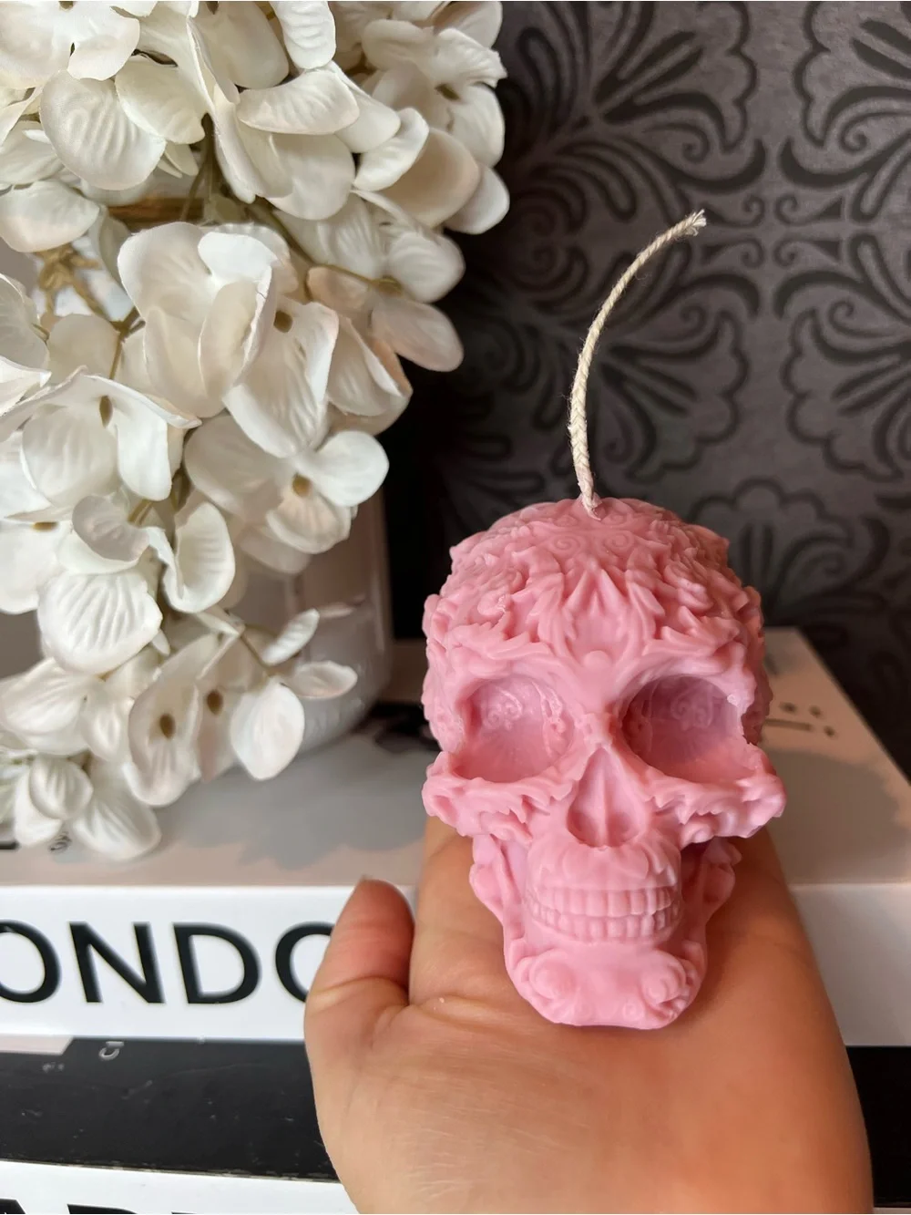 Pink Skull Decorative Candle - White Sage Lavender